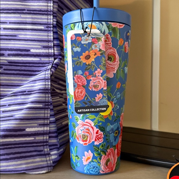 HydraPeak Floral Blue Tumbler with Straw. NWT. Filled with some great items! - Picture 1 of 5